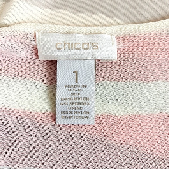 Chico’s Coral/Grey Striped Tank Top Size M - Picture 3 of 3